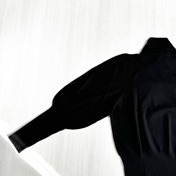 EXPRESS High Ribbed Blouson Sleeve‎ Turtleneck Sweater Black S Party Office New - Picture 4 of 13